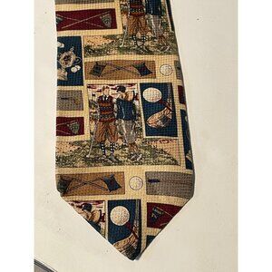 Claybrooke Golf neck tie 60" long classic pure silk brown